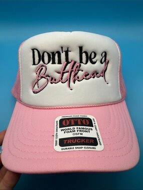 Don't Be a Butthead Trucker Hat Funny Sarcastic Retro Cap Snapback Mesh Hat